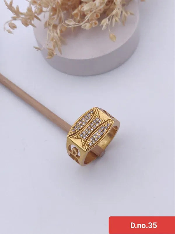 Creative Design Diamond Ring with Gold Plated for Men & Boys