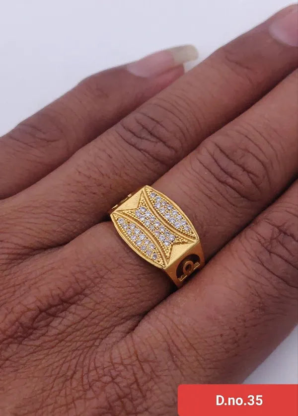 Creative Design Diamond Ring with Gold Plated for Men & Boys