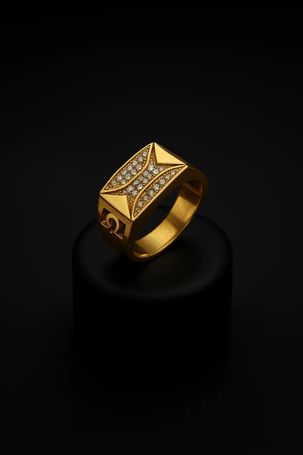 Creative Design Diamond Ring with Gold Plated for Men & Boys
