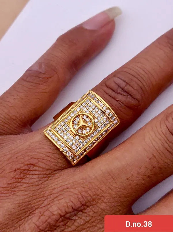 Square in Square with mercedes diamond Ring for Boys & Men