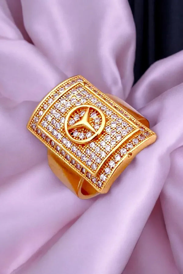 Square in Square with mercedes diamond Ring for Boys & Men