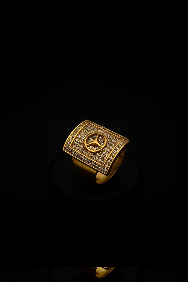 Square in Square with mercedes diamond Ring for Boys & Men