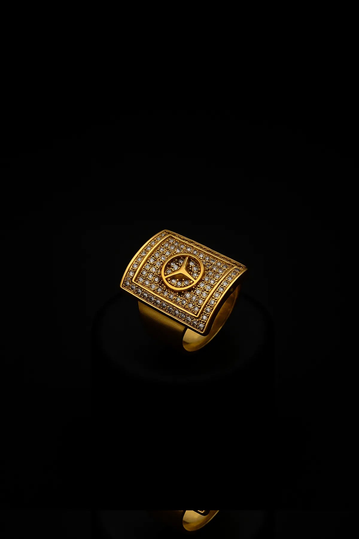 Square in Square with mercedes diamond Ring for Boys & Men