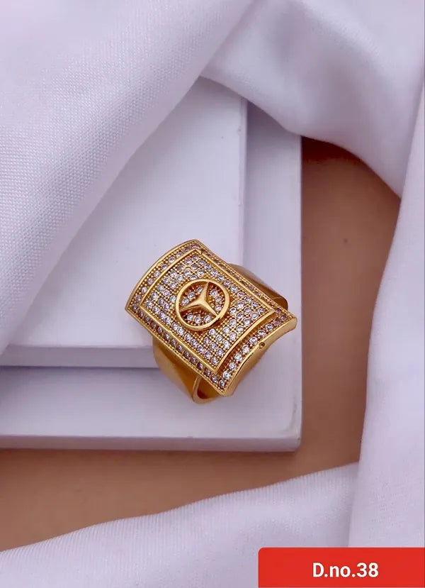 Square in Square with mercedes diamond Ring for Boys & Men