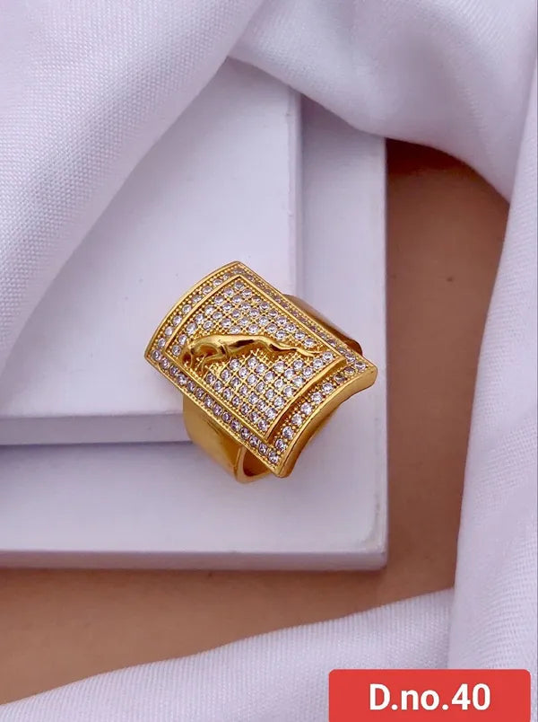 Square in Square with jaguar diamond Ring for Boys & Men