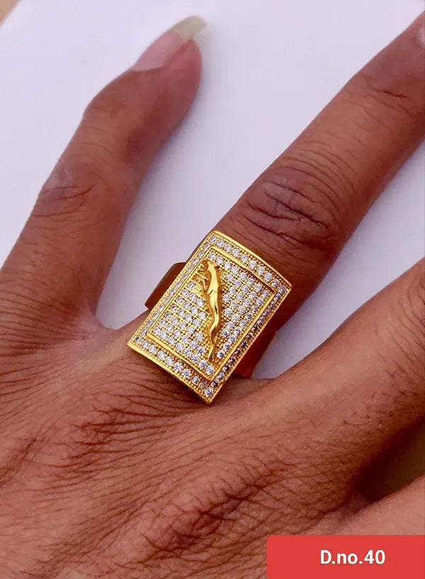 Square in Square with jaguar diamond Ring for Boys & Men