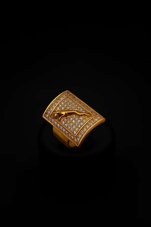 Square in Square with jaguar diamond Ring for Boys & Men