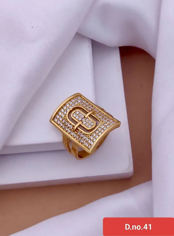 Stylish Gold Plated AD Diamond Men & Boys Ring