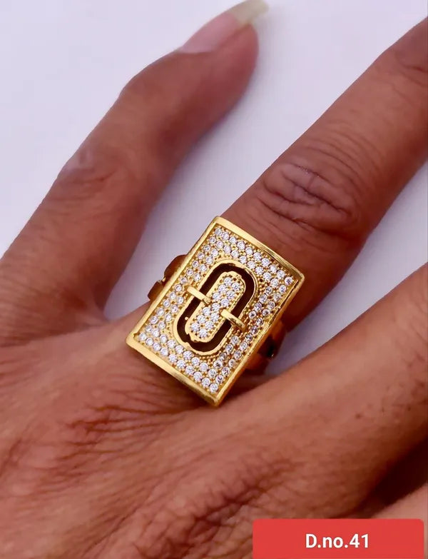 Stylish Gold Plated AD Diamond Men & Boys Ring