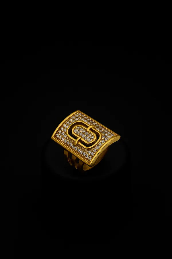 Stylish Gold Plated AD Diamond Men & Boys Ring