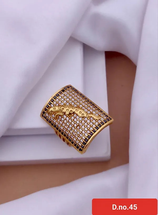 Stylish Jaguar Gold Plated Diamond Finger Ring For Men & boys