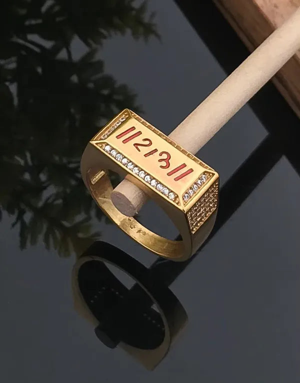 Ram in Hindi in Rectangle Diamond Ring for Men & Gents