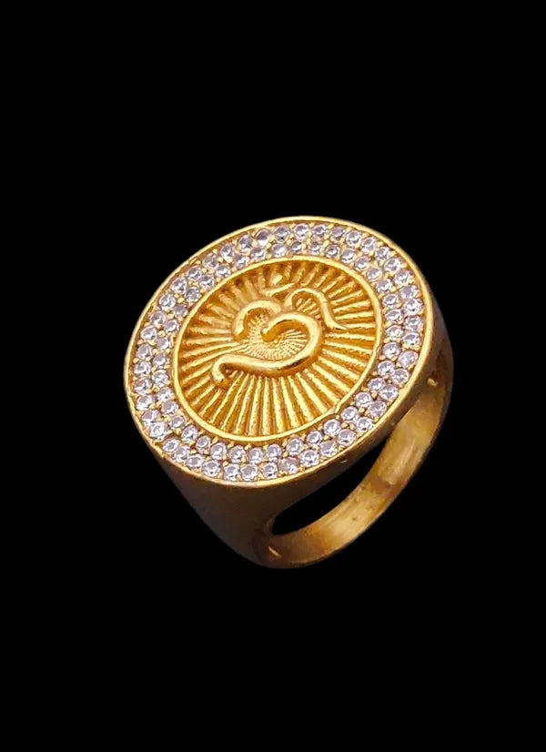 Om in Round with Diamond Ring for Men & Boys