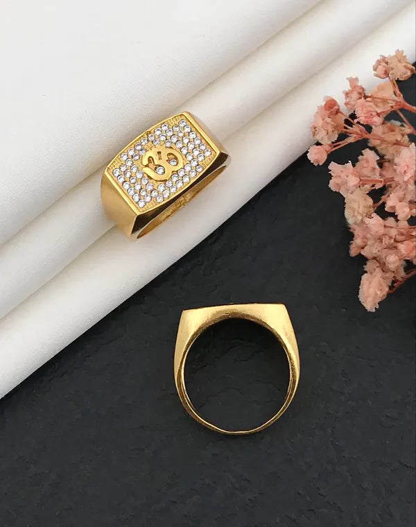 Rectangular Diamond shape in Om central Design ring for Men & Boys
