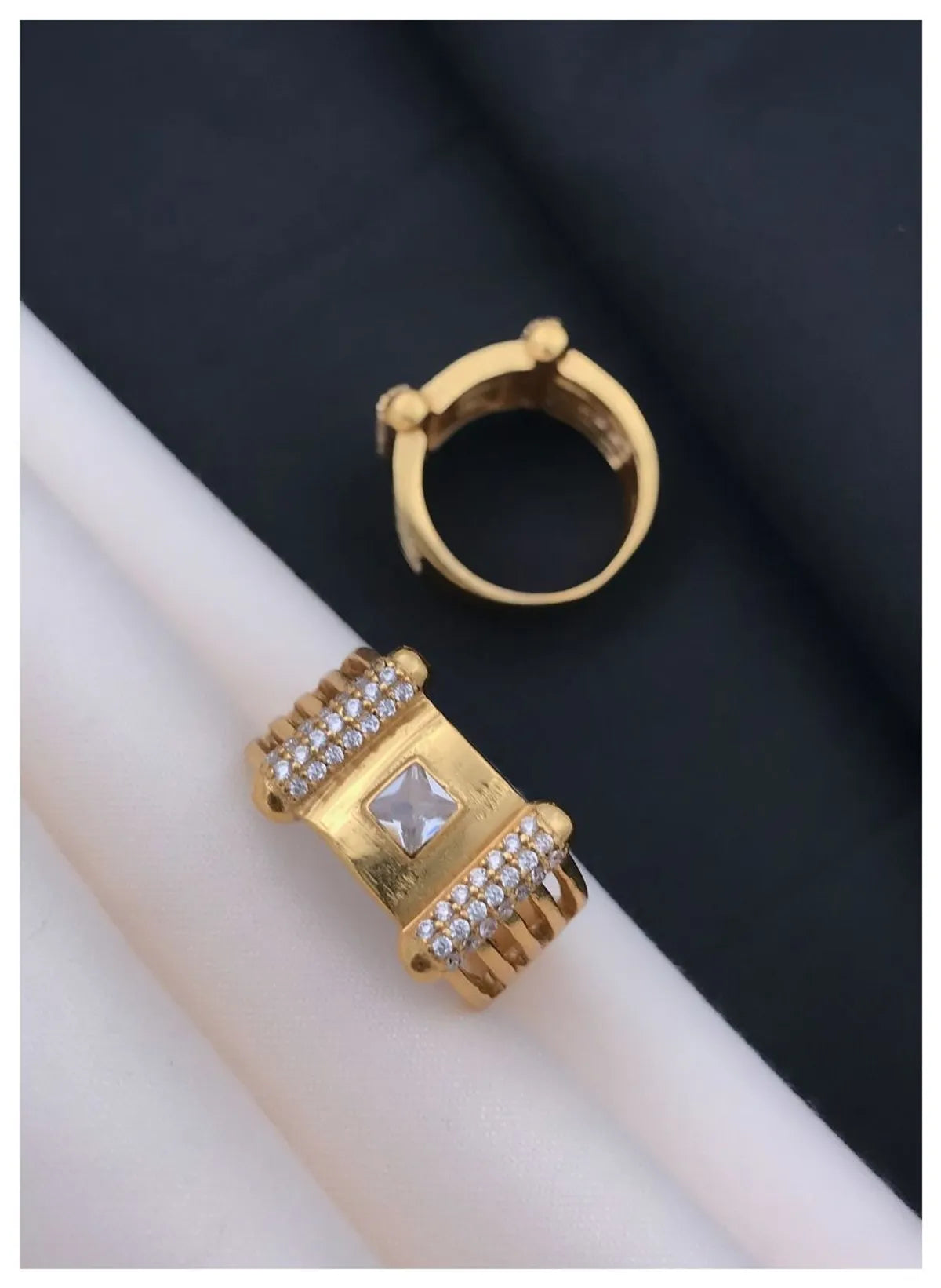 Central Big Diamond with Parellar Diamond Lines Ring for Men & Boys