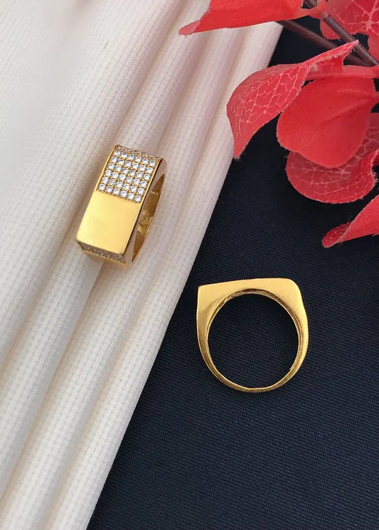 Stylish Square Diamond & Simple gold ring for Men & Boys