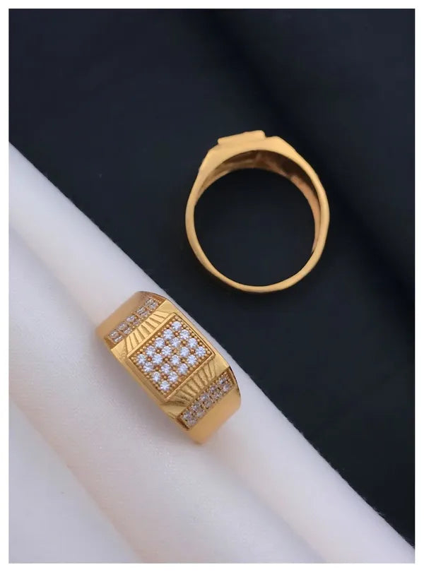 Rectangular Designed Diamond with designer polish Ring for Men & Boys