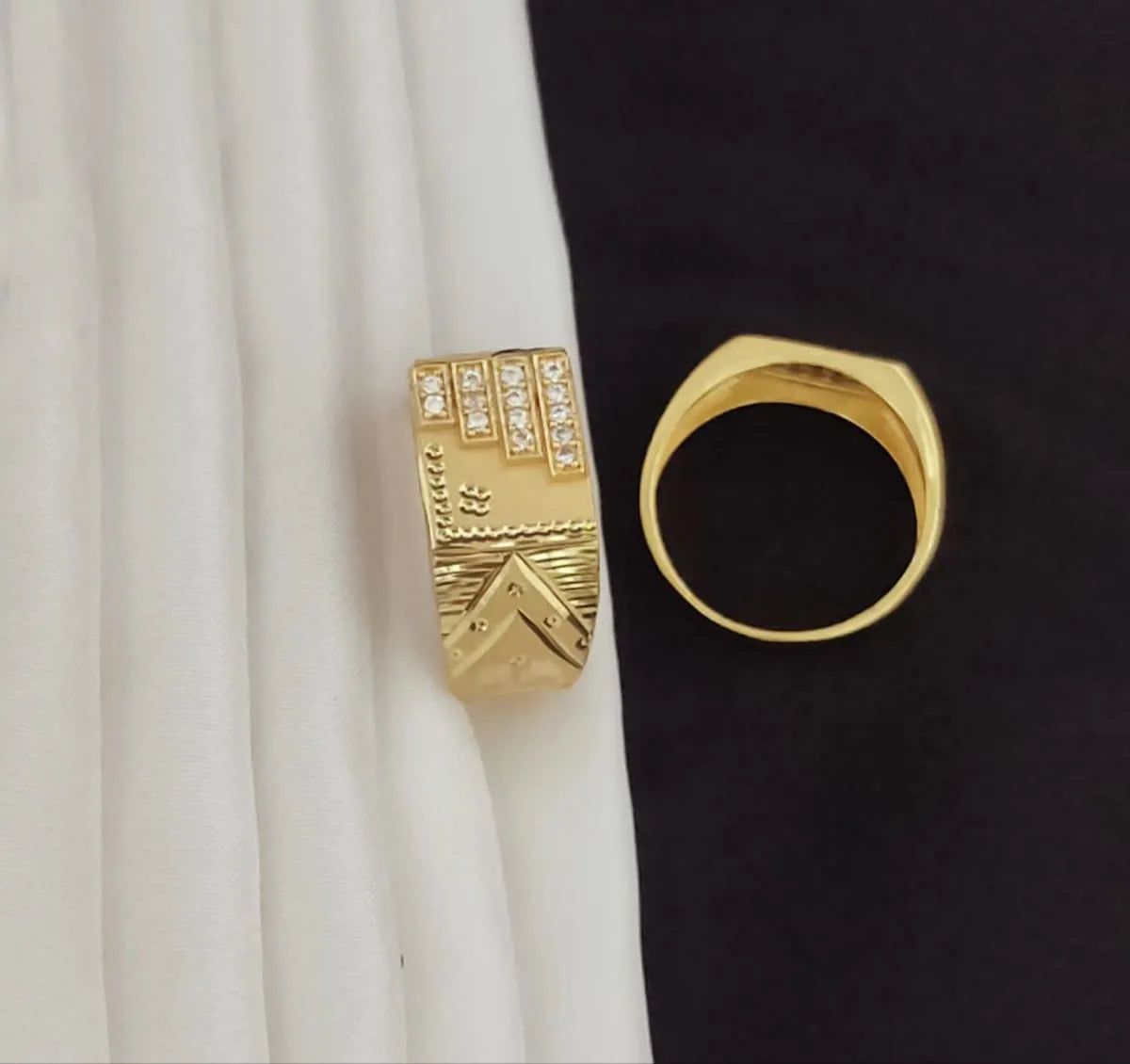 Real Gold Shiner Pyramid Diamond Ring for Men & Boys