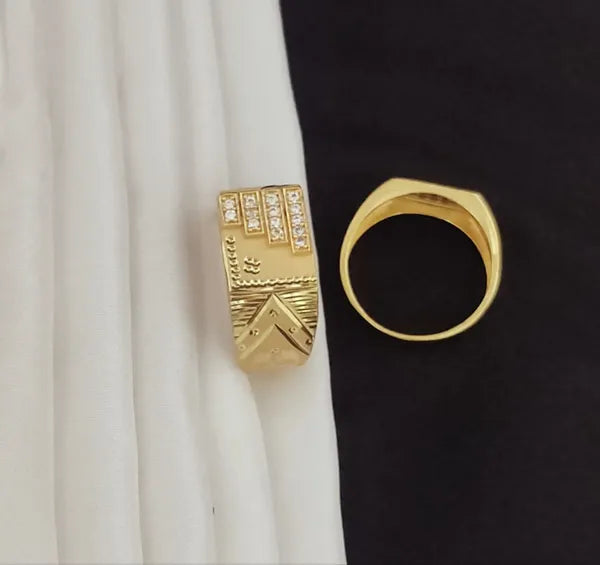 Real Gold Shiner Pyramid Diamond Ring for Men & Boys