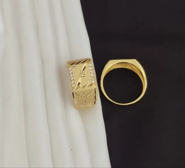 Real Gold Shiner Parellar Line Diamond with Dull Soll Ring for Men & Boys