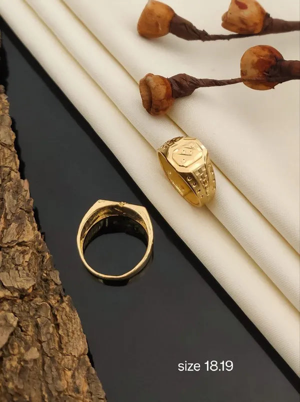 Real Gold Shiner Diamond with simply designer Dull Soll Ring for Men & Boys