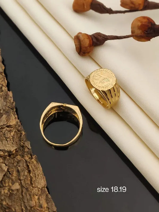 Real Gold Shiner Diamond with Professional Dull Soll Ring for Men & Boys