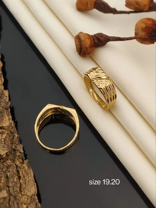 Real Gold Shiner Diamond with beautifull Dull Soll Ring for Men & Boys