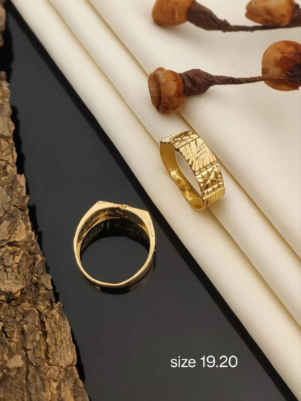 Real Gold Shiner Diamond with Nice Dull Soll Ring for Men & Boys