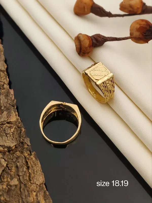 Real Gold Shiner Diamond with fasionable Dull Soll Ring for Men & Boys