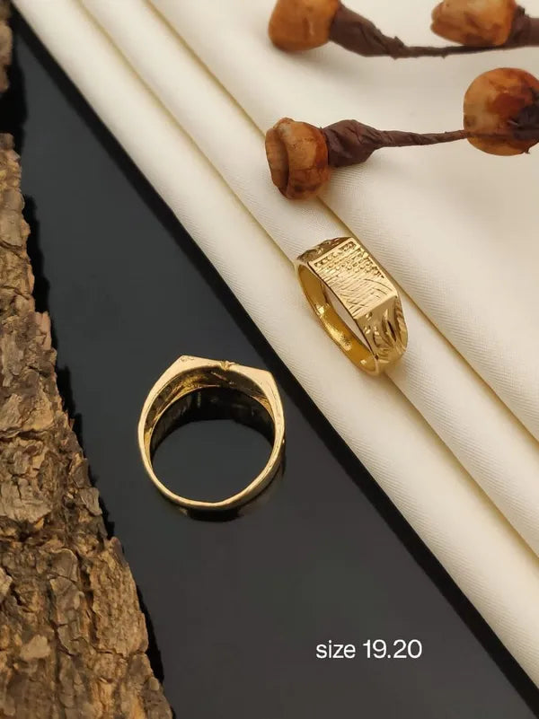 Real Gold Shiner Diamond with Fasion freak Dull Soll Ring for Men & Boys