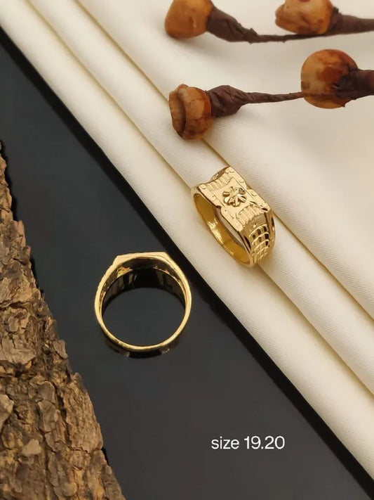 Real Gold Shiner Diamond with Trending Dull Soll Ring for Men & Boys