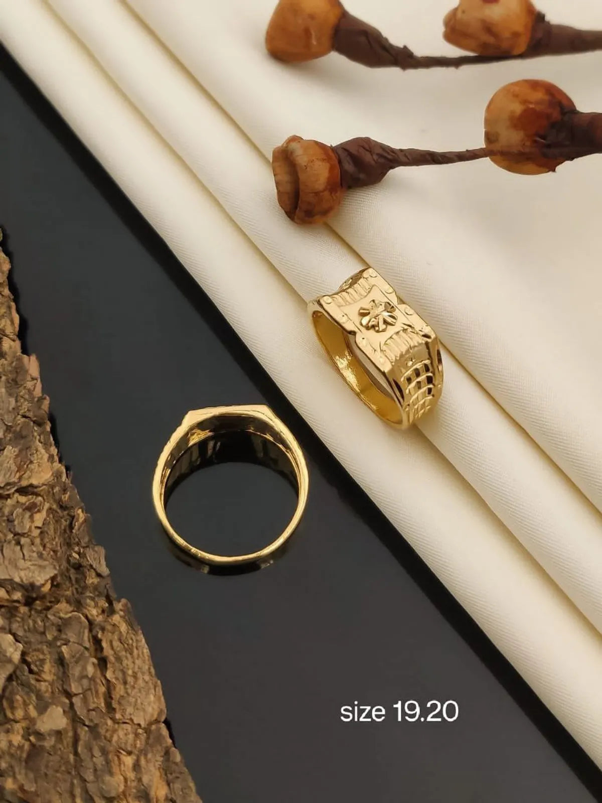 Real Gold Shiner Diamond with Trending Dull Soll Ring for Men & Boys