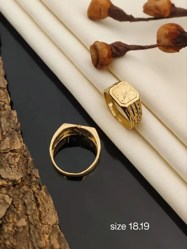 Real Gold Shiner Diamond with Superb Dull Soll Ring for Men & Boys