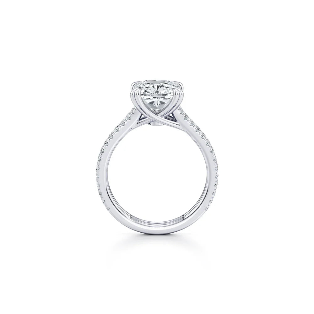 Common :: Unii Jewels antique cushion lab grown diamond ring with pavé setting closeup image