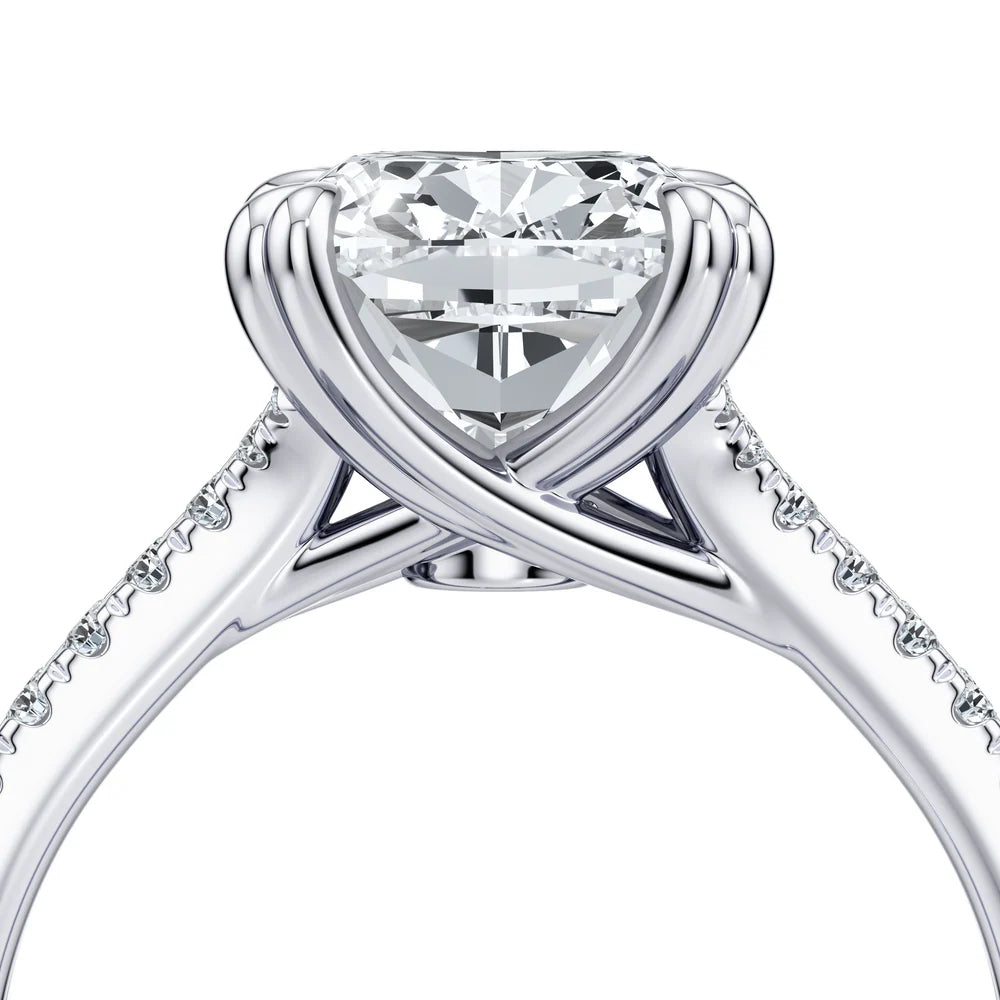 Common :: Luxury 8.30 carat antique cushion engagement ring on hand lifestyle image by Unii Jewels