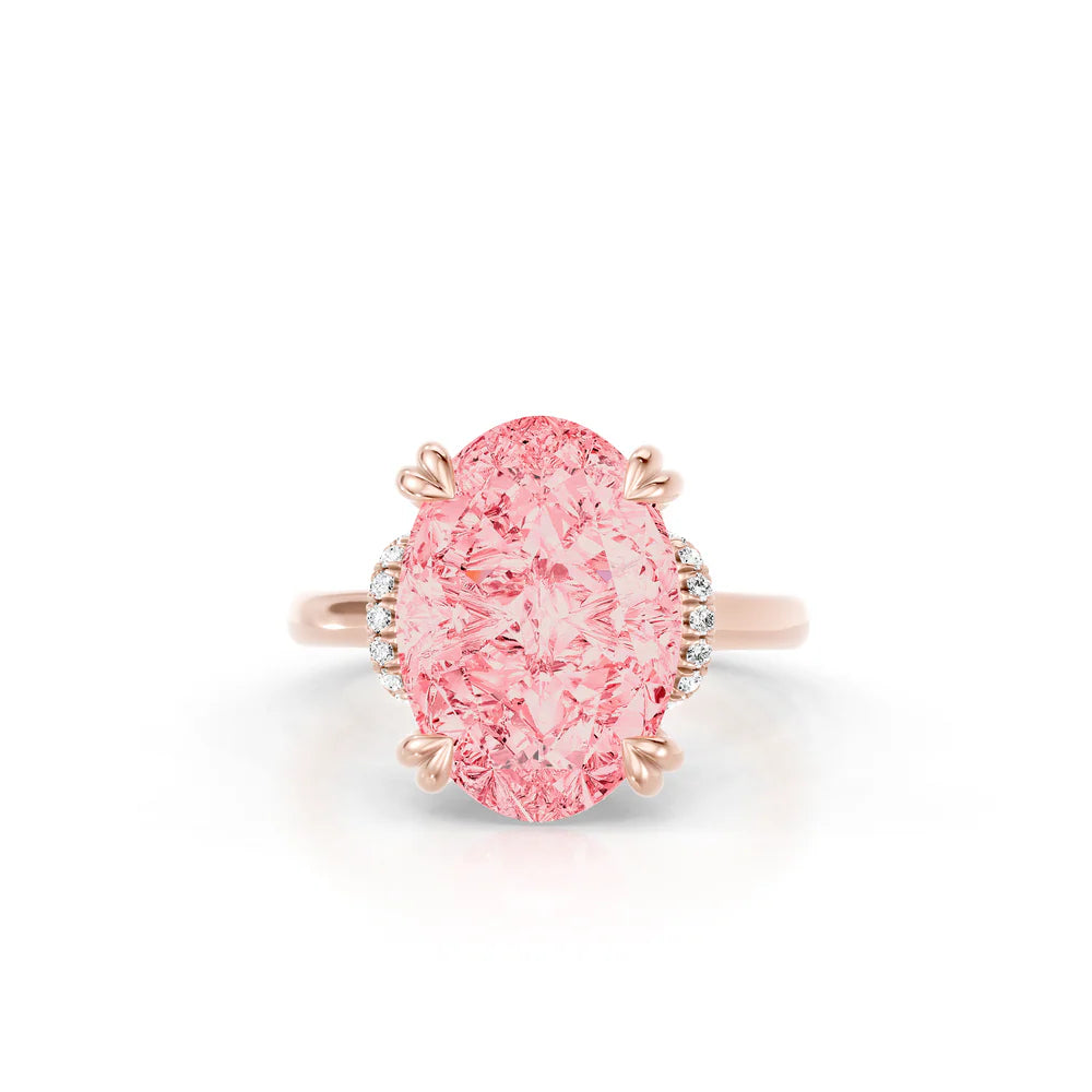 Common :: Astrixa 9.54ct pink oval lab grown diamond engagement ring IGI certified