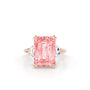 Common :: Velanora 10ct pink emerald three stone lab grown diamond engagement ring IGI certified