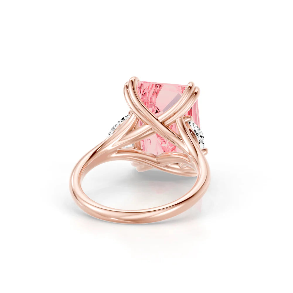 Common :: luxury pink emerald cut ring lab grown diamond bridal jewelry