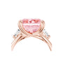 Common :: close up 10 carat pink emerald diamond engagement ring three stone design