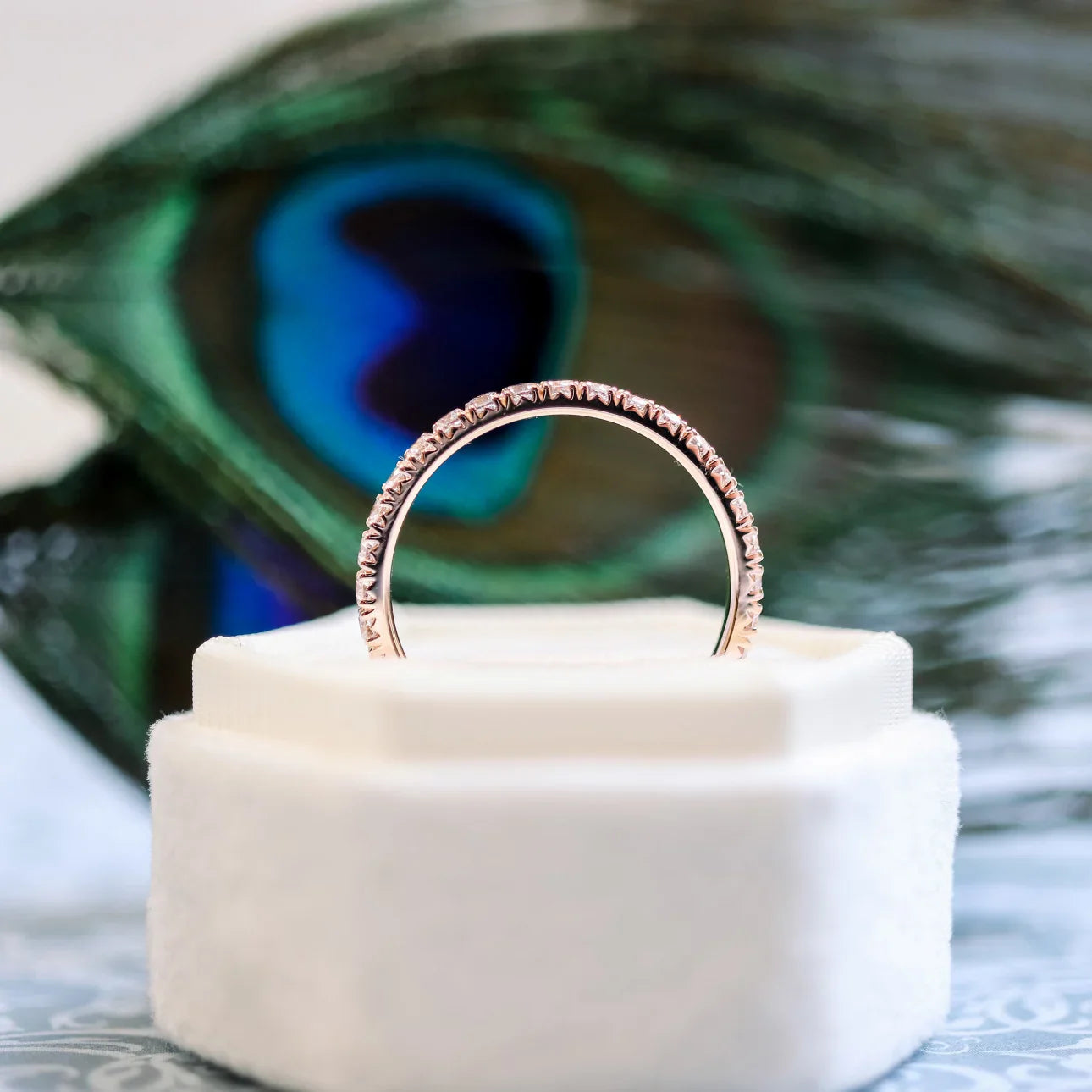 Round Lab Grown Diamond , French Pave Eternity Band , EF Color , VS Clarity , IGI Certificate