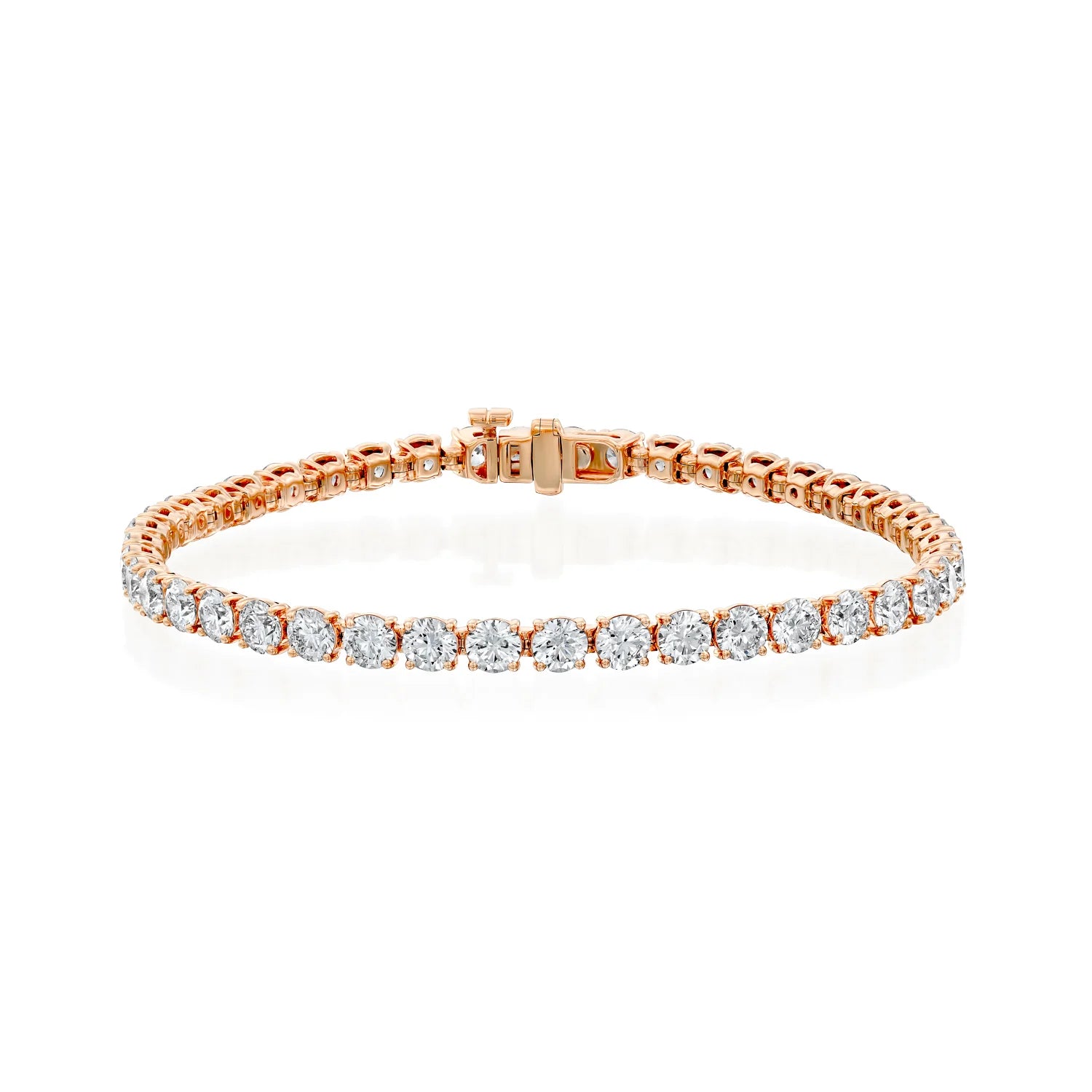 rose :: 7 carat round lab grown diamond tennis bracelet IGI certified

