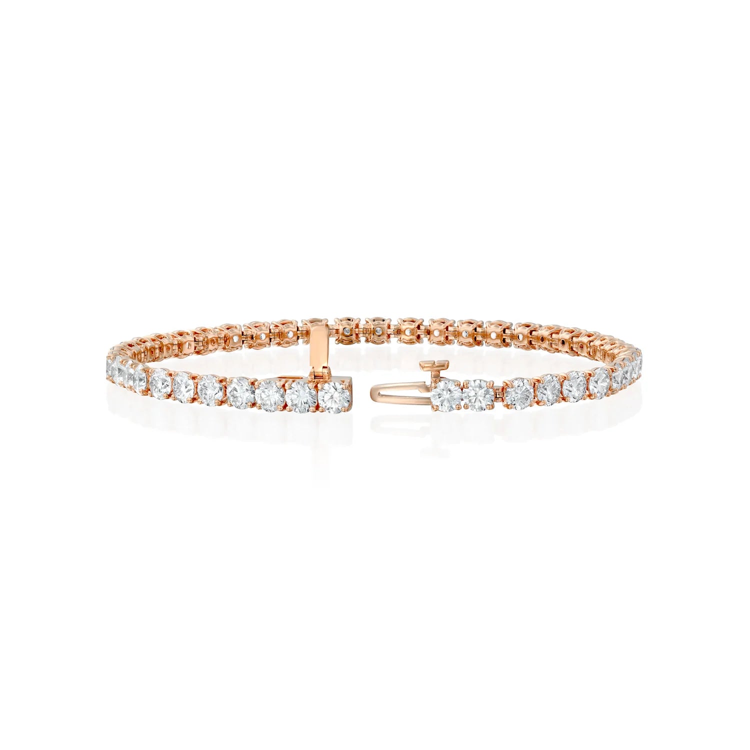 rose :: 7ct lab grown diamond tennis bracelet round brilliant diamonds
