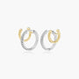 Common :: two tone lab grown diamond huggie earrings climber design curved ear style white and yellow gold luxury jewelry