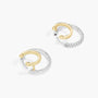 common :: stylish lab grown diamond climber huggie earrings two tone design white gold and yellow gold modern jewelry