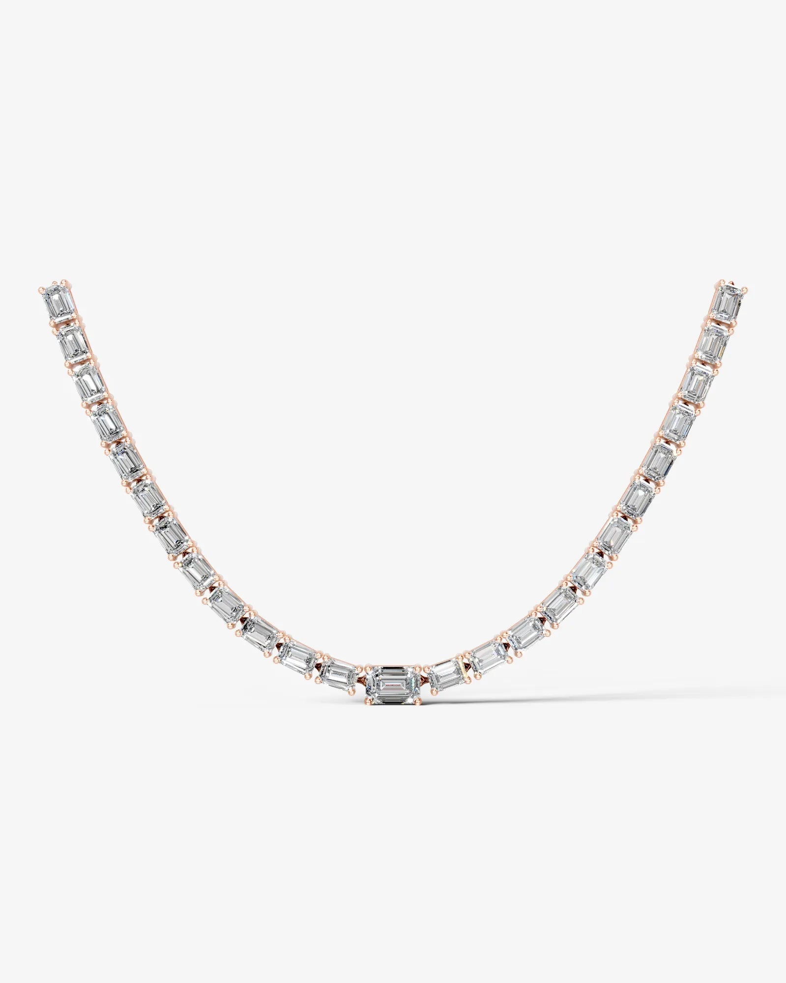 rose :: emerald cut lab grown diamond rivière necklace four prong setting