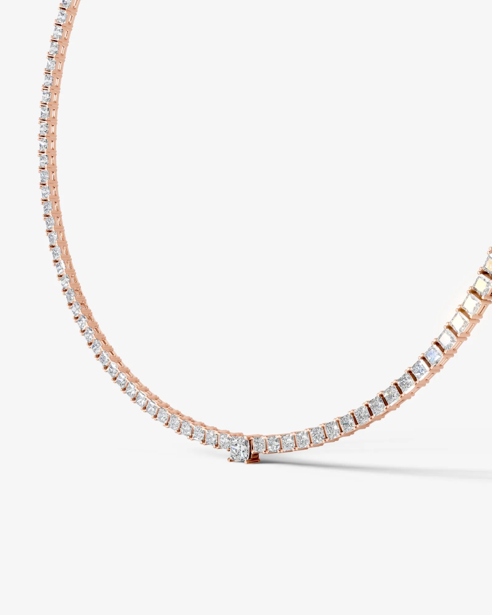 rose :: princess cut lab grown diamond rivière necklace four prong setting