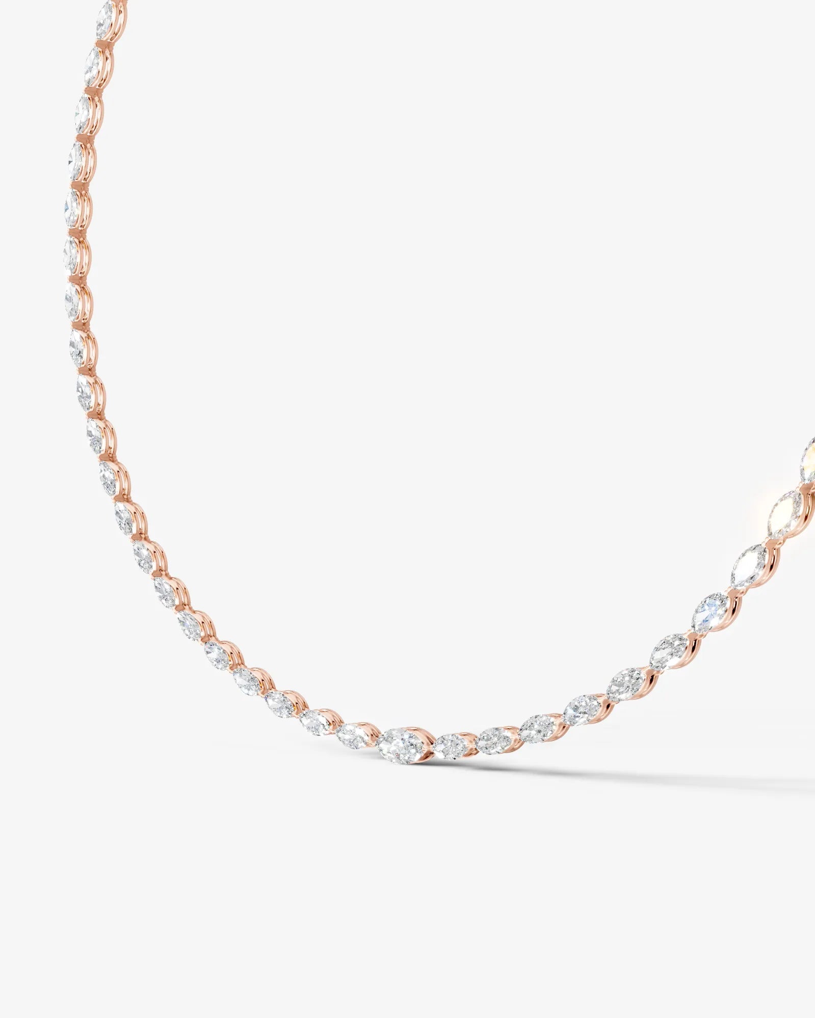 rose :: marquise cut lab grown diamond rivière necklace two prong setting