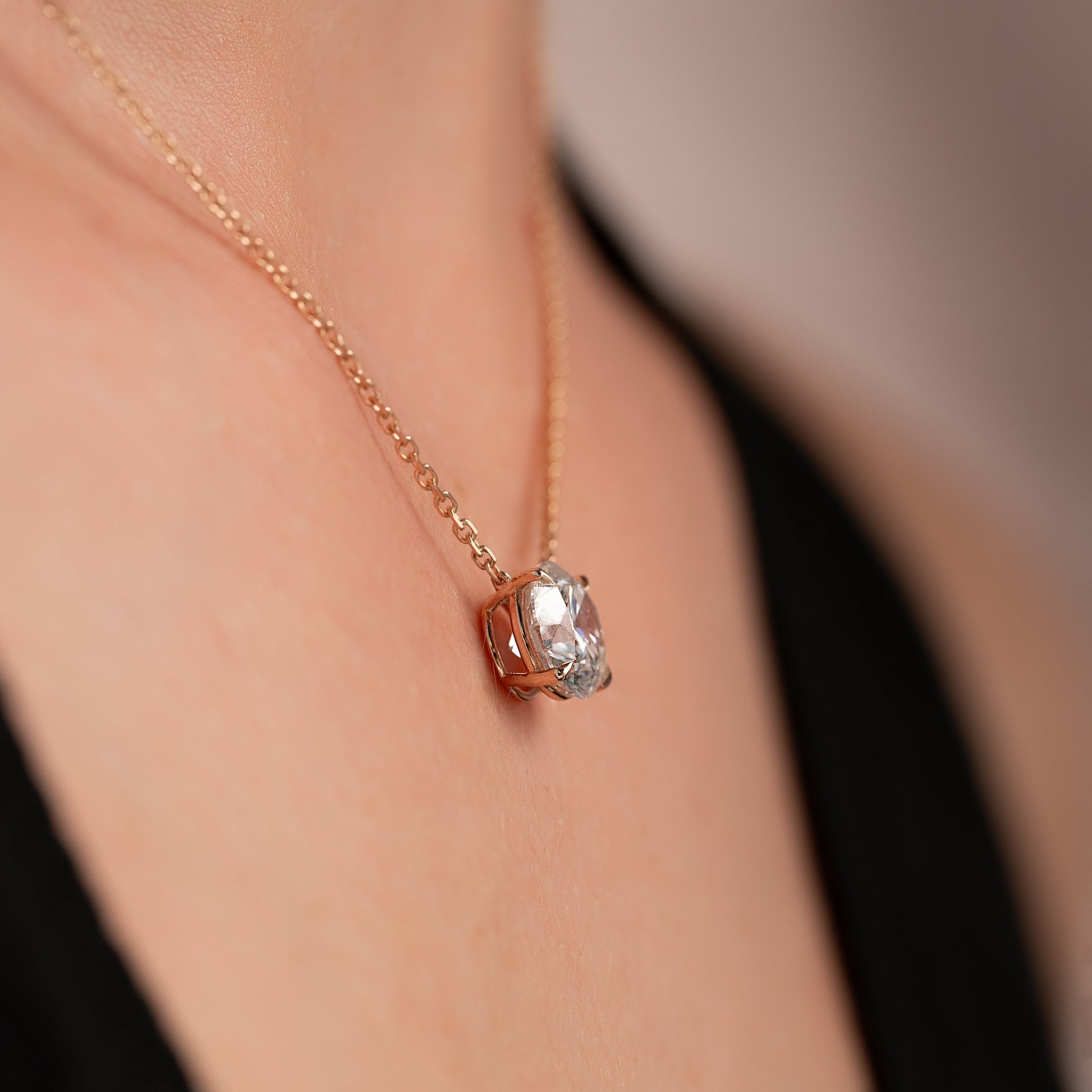 rose :: sophisticated rose gold solitaire necklace designed for everyday glamour