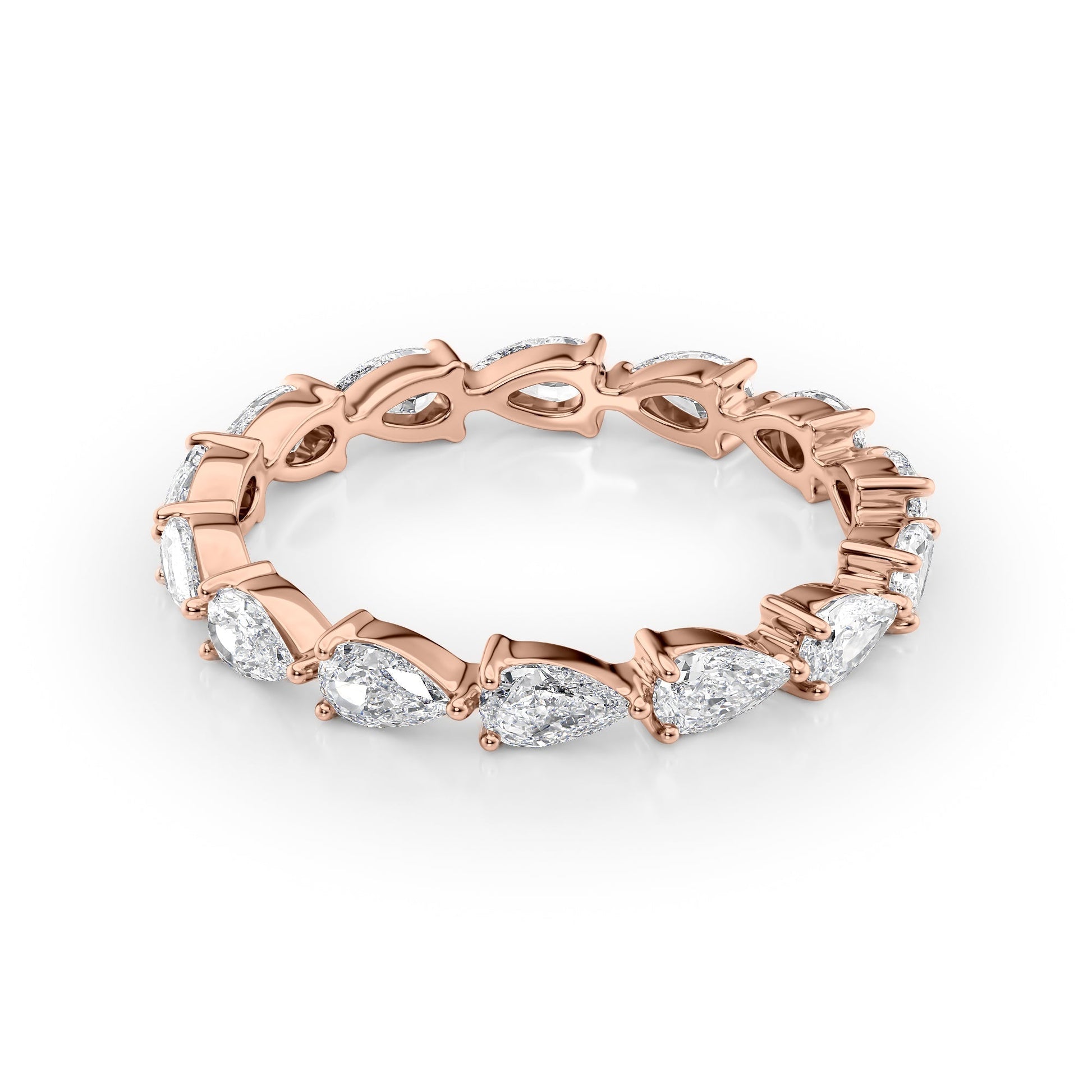 Rose :: Orvellae 1.5ct pear east west lab grown diamond eternity ring IGI certified rose gold wedding band
