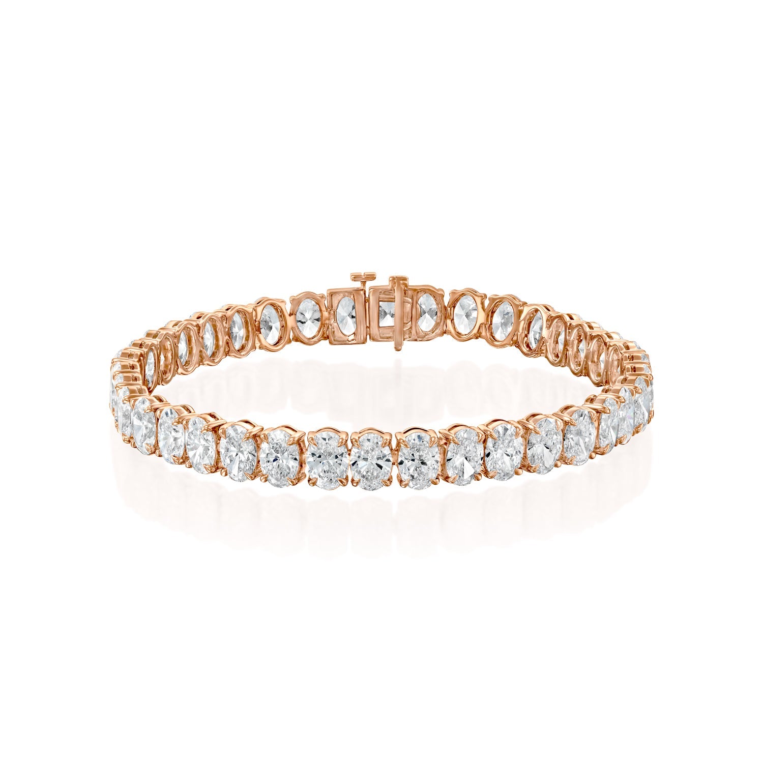 rose :: 20 carat oval lab grown diamond tennis bracelet IGI certified